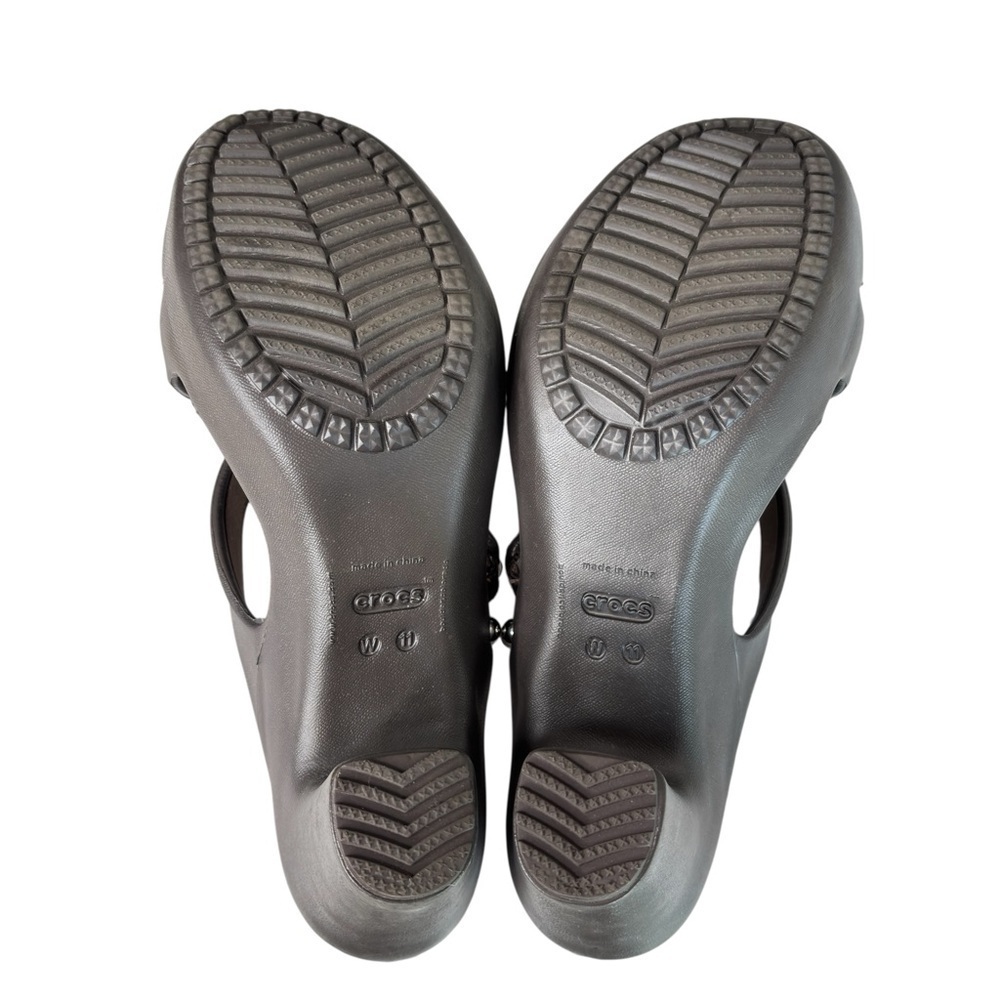 Crocs Cyprus IV Sandals 14558 Brown Slip On Block Heel Pumps Womens Shoe Size 11 - Picture 7 of 12